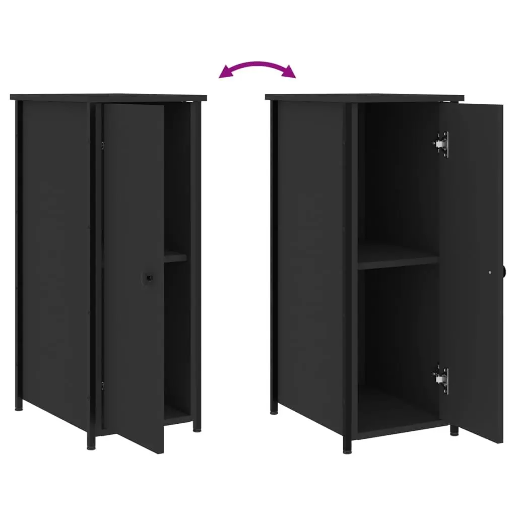 Black Bedside Cabinets Set of 2 32x42x80 cm