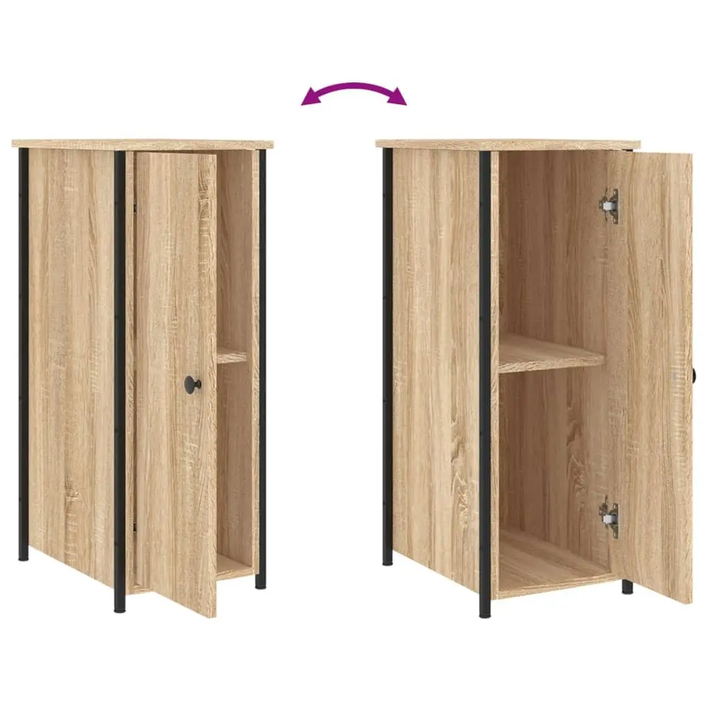 Bedside Cabinets 2 pcs Brown 32x42x80 cm Engineered Wood Nightstands Storage