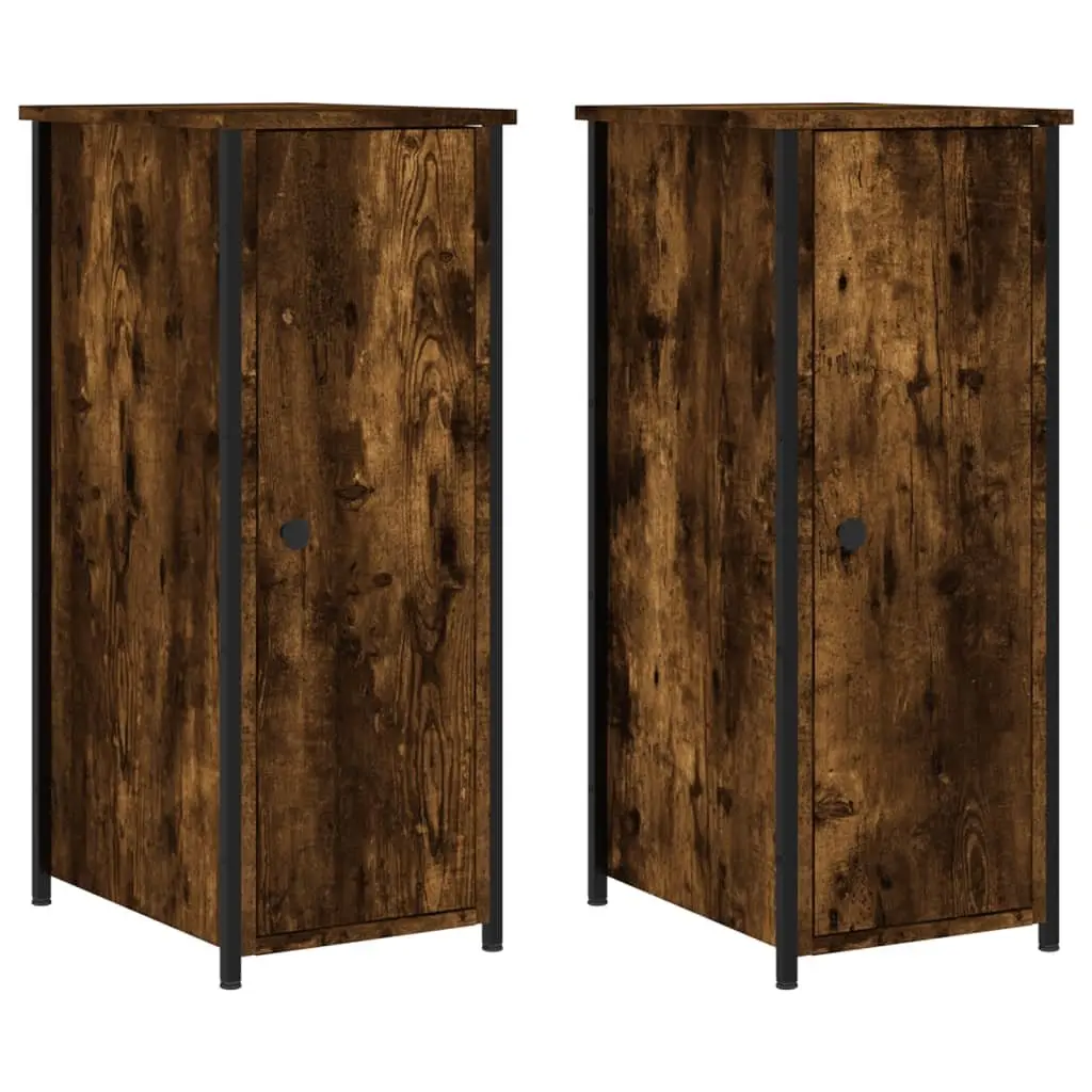 Bedside Cabinets Industrial Style Brown 32x42x80 cm Engineered Wood with Iron Frame 2 Piece