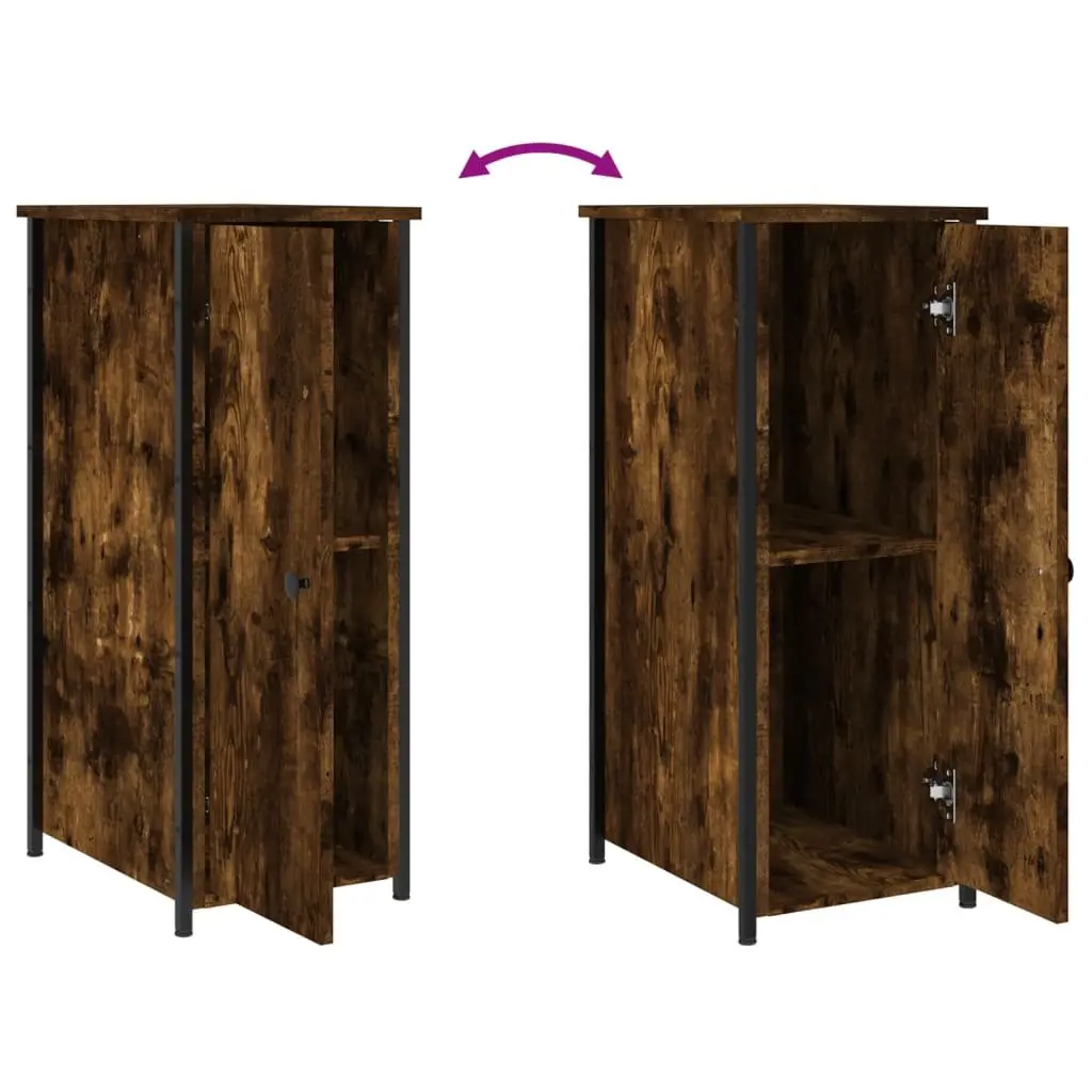 Bedside Cabinets Industrial Style Brown 32x42x80 cm Engineered Wood with Iron Frame 2 Piece