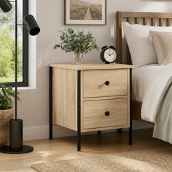 Brown Bedside Cabinet 40x42x50 cm with Industrial Design