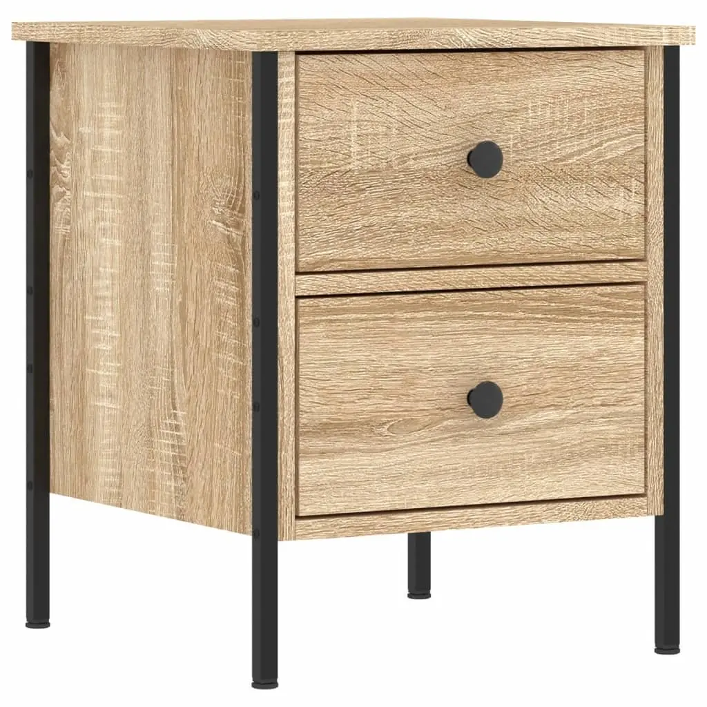 Bedside Table Engineered Wood Brown Industrial Style 40x42x50cm Storage Unit