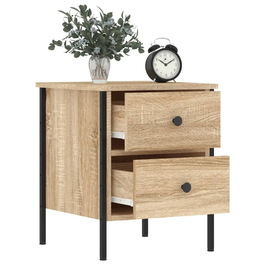 Bedside Table Engineered Wood Brown Industrial Style 40x42x50cm Storage Unit