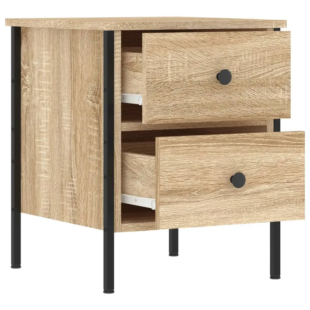 Bedside Table Engineered Wood Brown Industrial Style 40x42x50cm Storage Unit