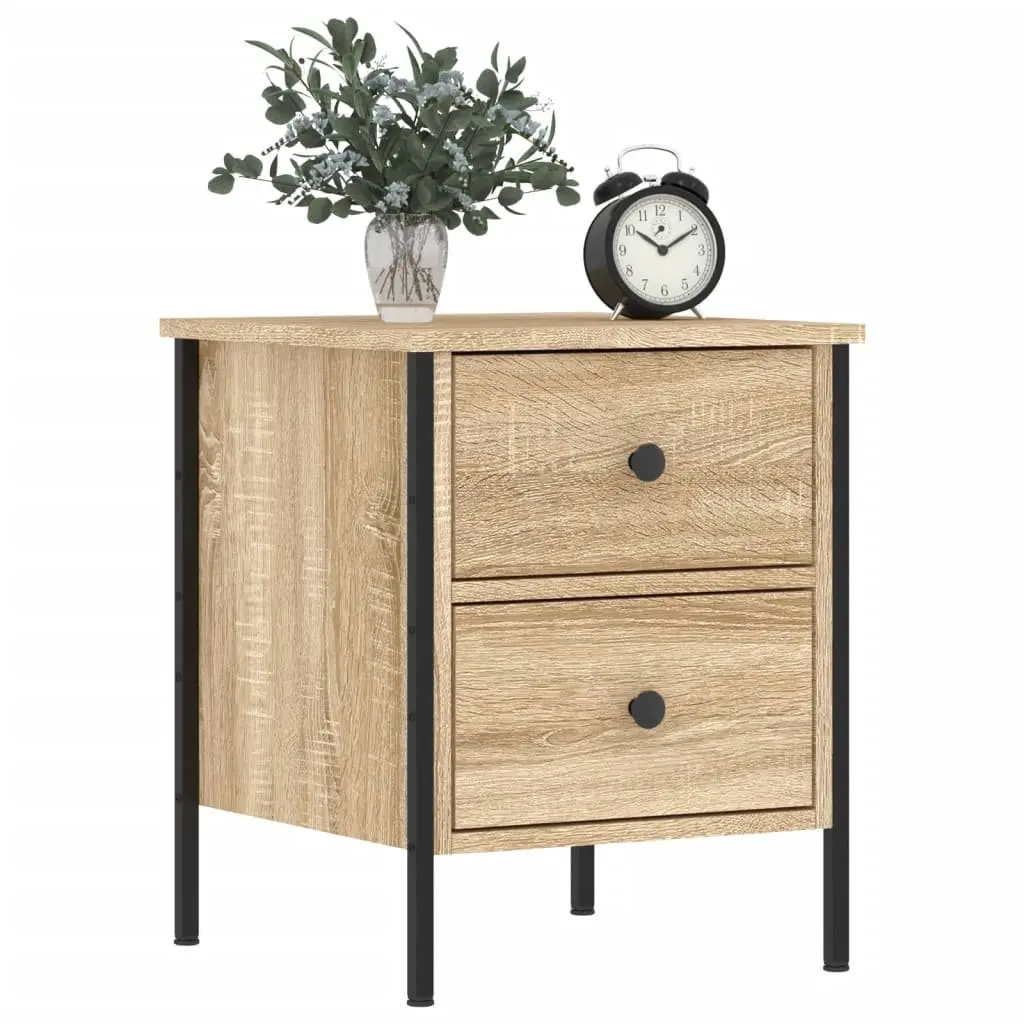Bedside Cabinets Industrial Style 2 pcs Brown Engineered Wood with Drawers
