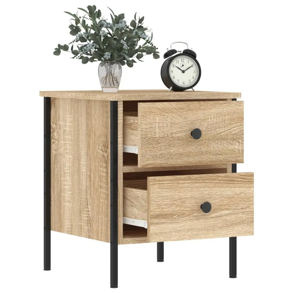 Bedside Cabinets Industrial Style 2 pcs Brown Engineered Wood with Drawers