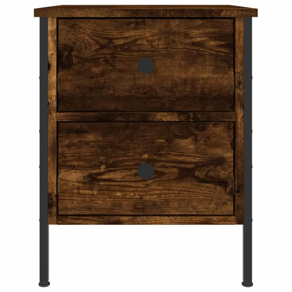 Bedside Cabinets Industrial Style Brown 2 pcs Engineered Wood Iron Frame