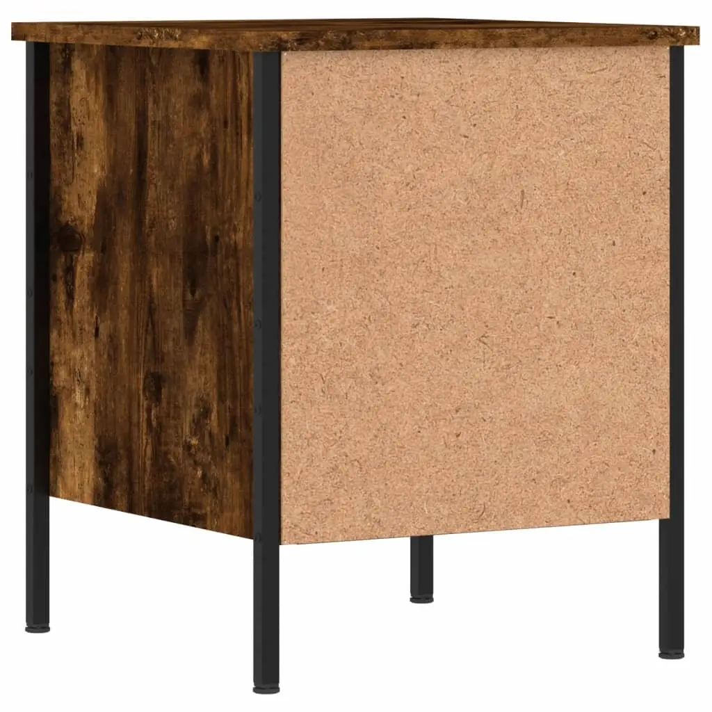 Bedside Cabinets Industrial Style Brown 2 pcs Engineered Wood Iron Frame