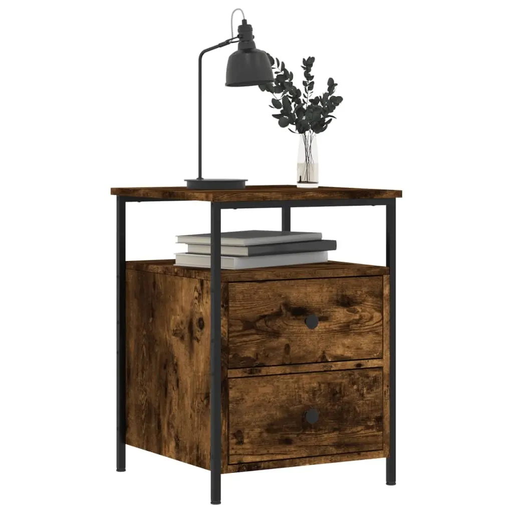 Brown Engineered Wood Bedside Cabinets Set of 2