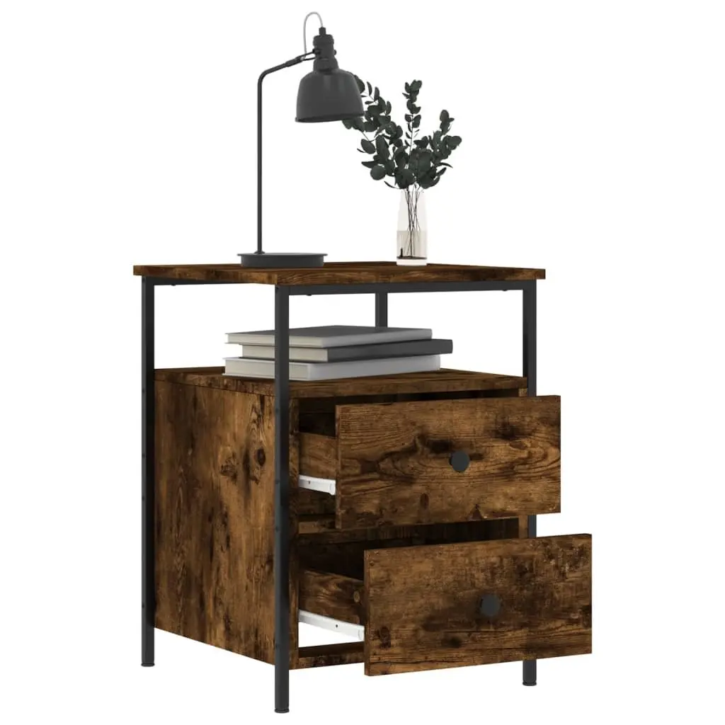 Brown Engineered Wood Bedside Cabinets Set of 2