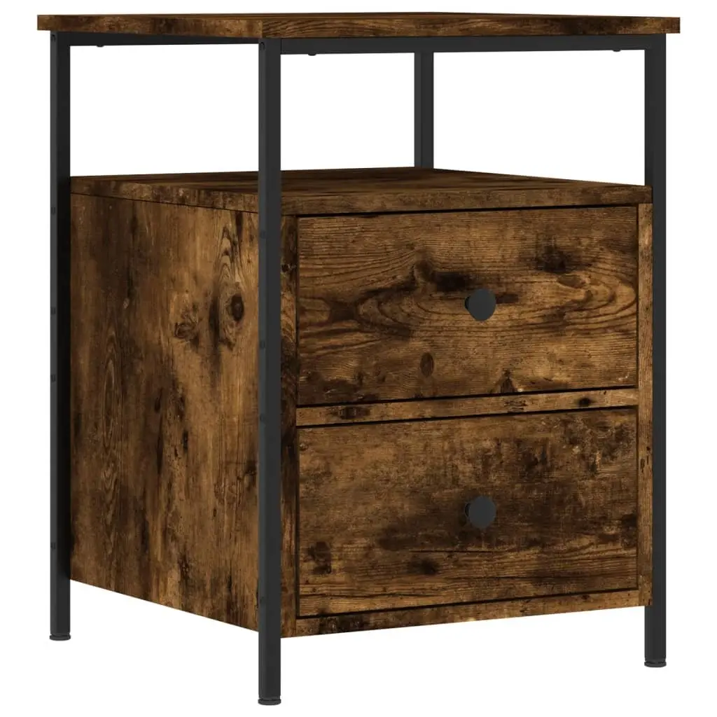 Brown Engineered Wood Bedside Cabinets Set of 2