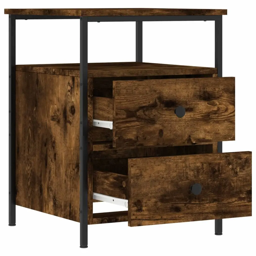 Brown Engineered Wood Bedside Cabinets Set of 2