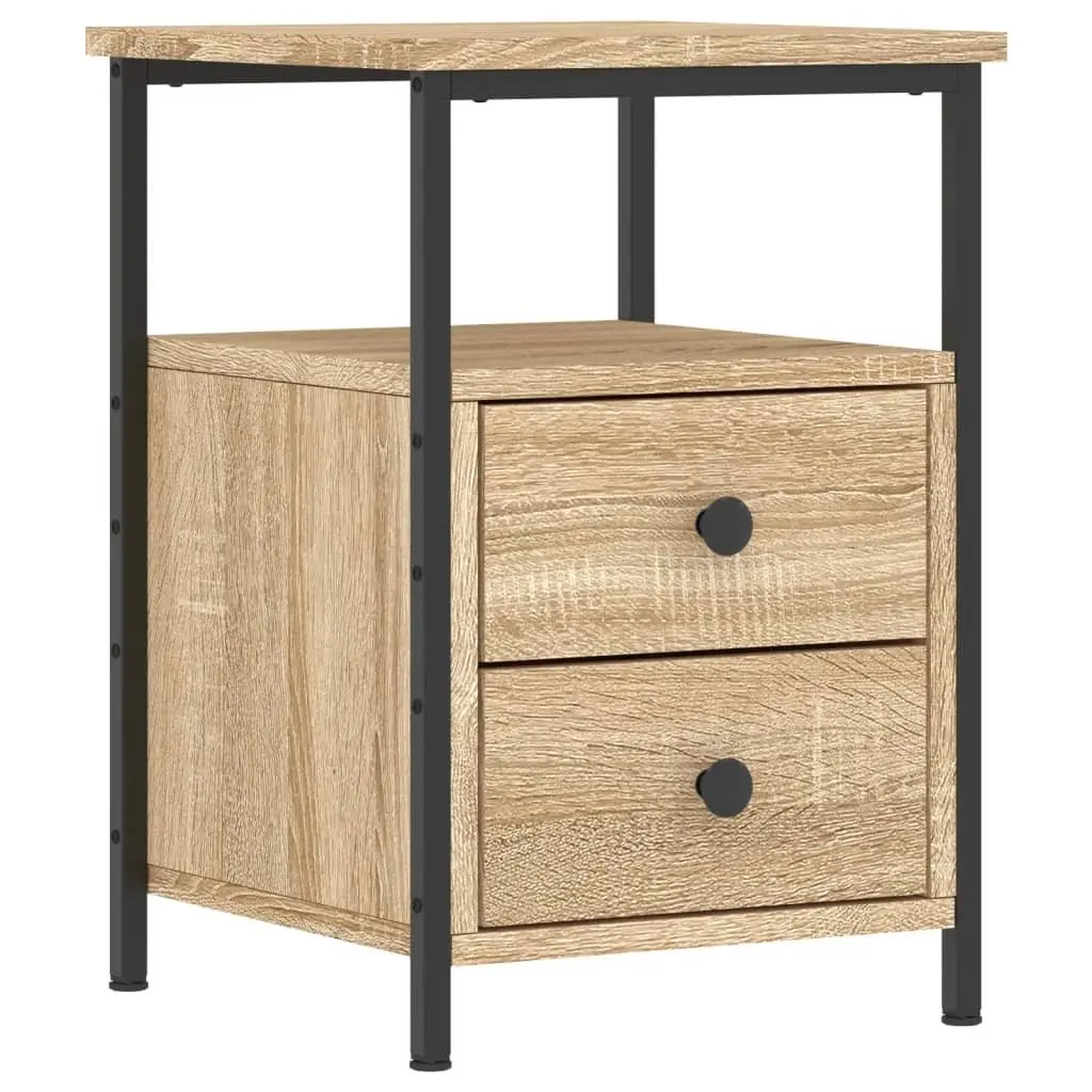 Bedside Cabinets 2 pcs Brown Engineered Wood Nightstand Storage Side Table
