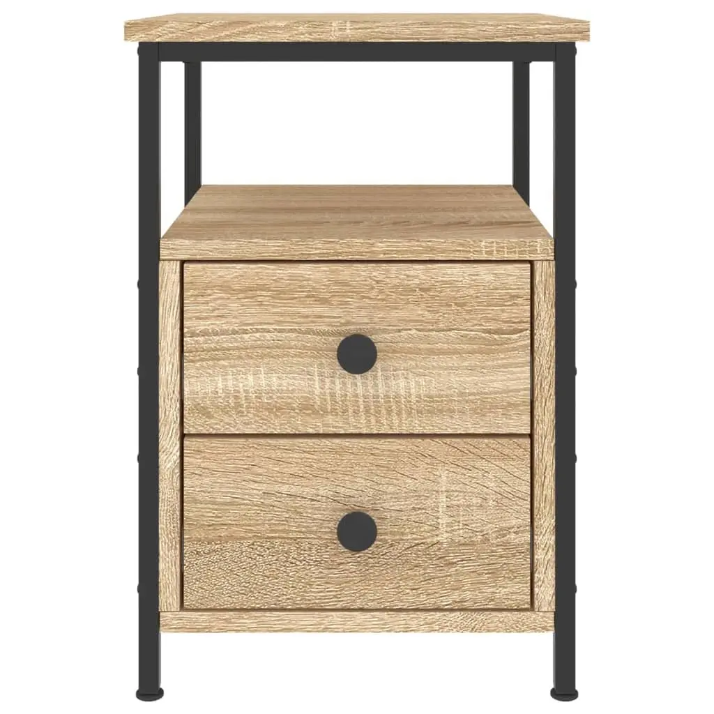 Bedside Cabinets 2 pcs Brown Engineered Wood Nightstand Storage Side Table