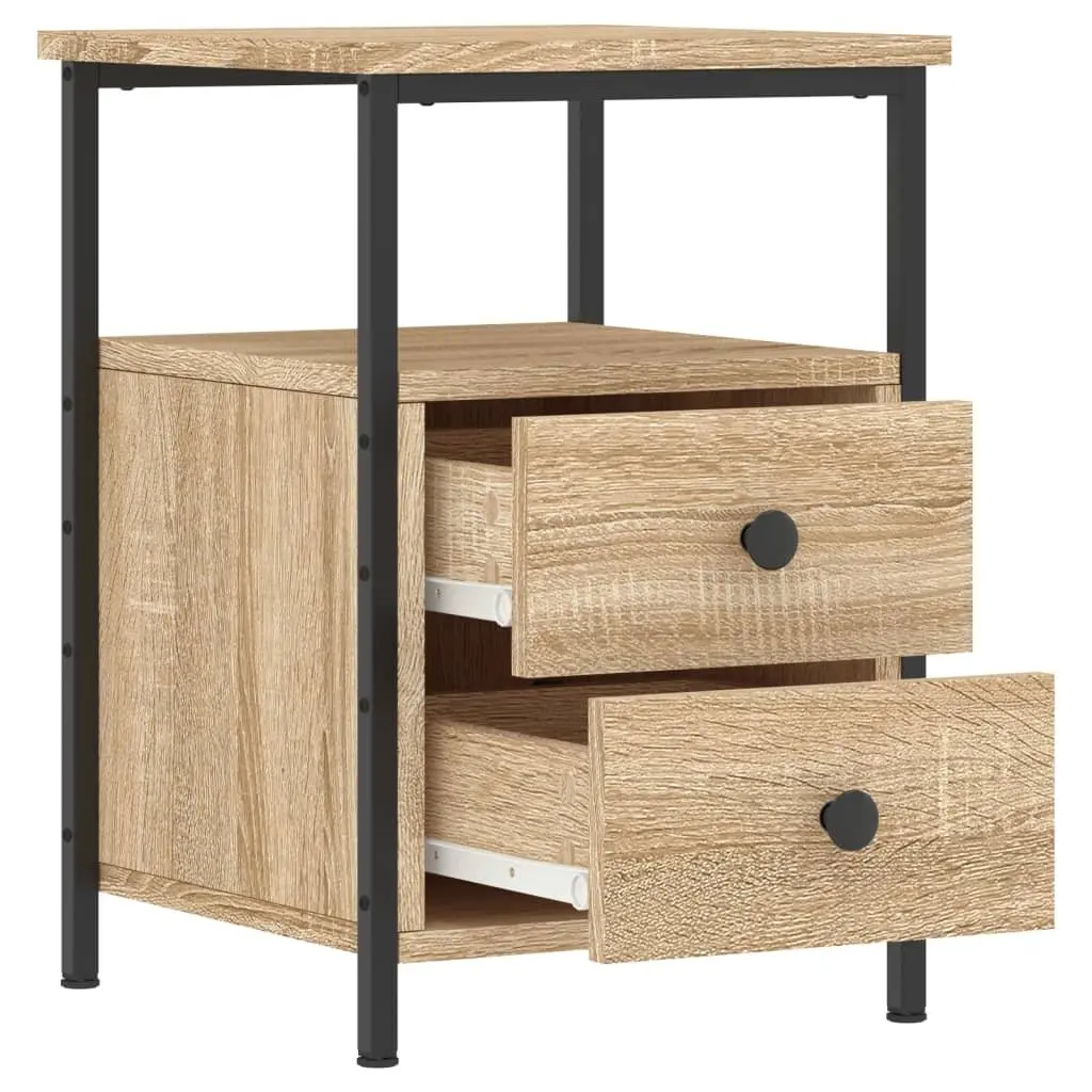 Bedside Cabinets 2 pcs Brown Engineered Wood Nightstand Storage Side Table