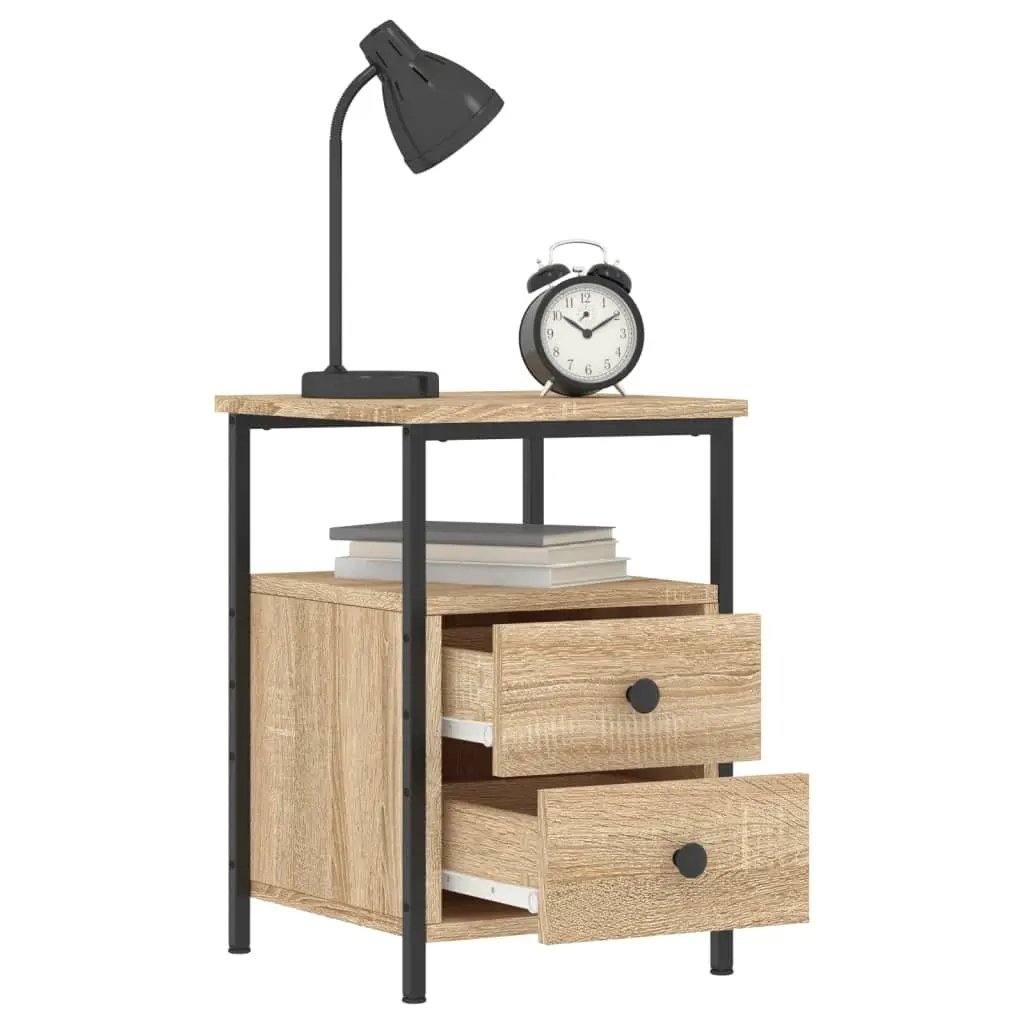 Bedside Cabinets 2 pcs Brown Engineered Wood Nightstand Storage Side Table