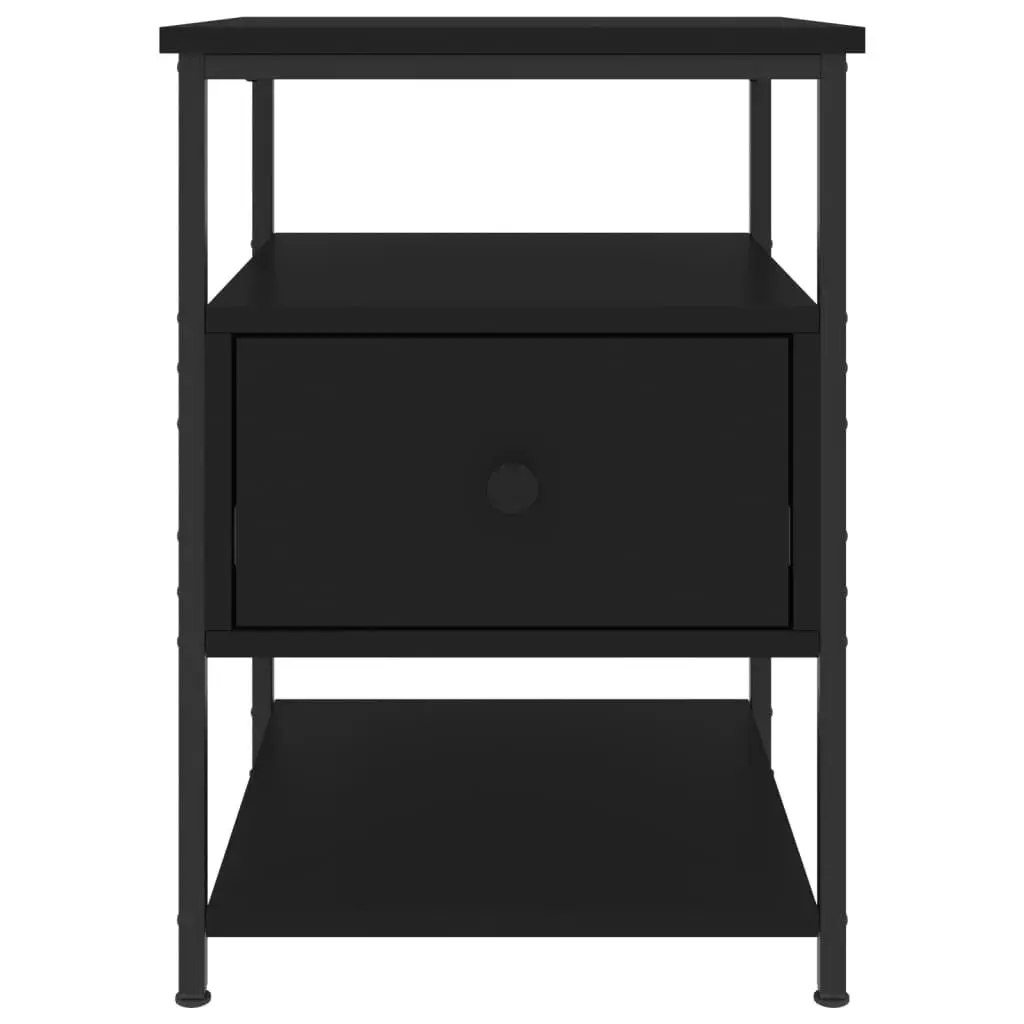 Bedside Cabinet Black Bedroom Nightstand Storage Table Compact Design 40x42x56cm