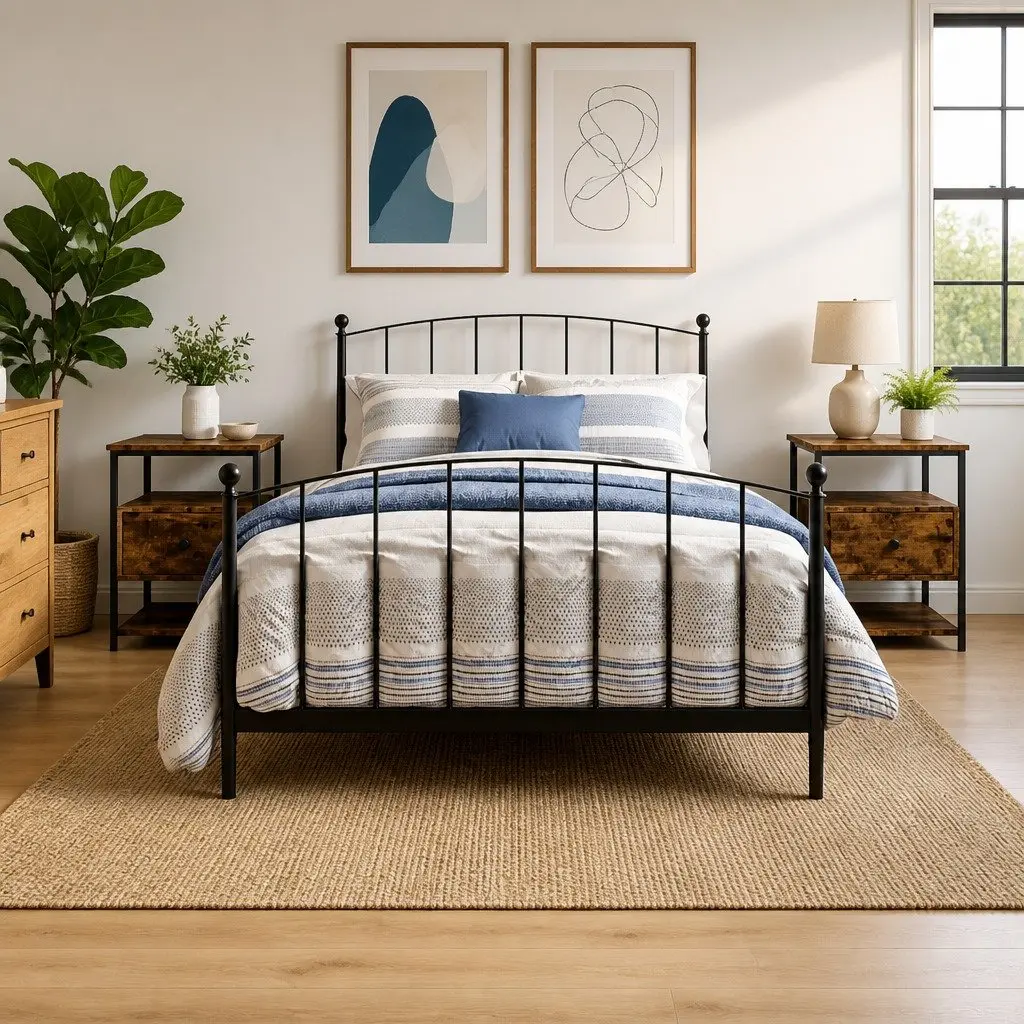 Bedside Cabinets Brown Engineered Wood 2 Piece Storage Bedside Tables
