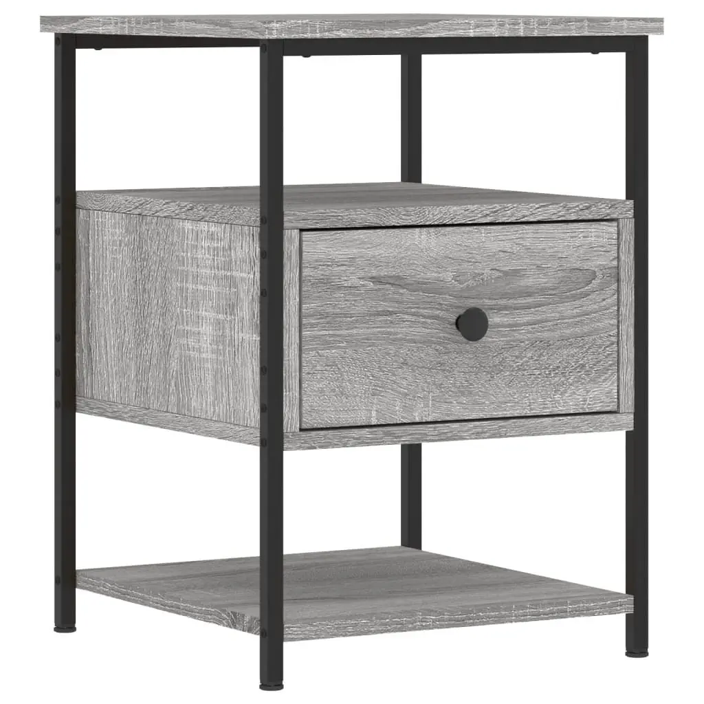 Bedside Cabinet 2 pcs Grey 40x42x56 cm Storage Nightstand Table Bedroom