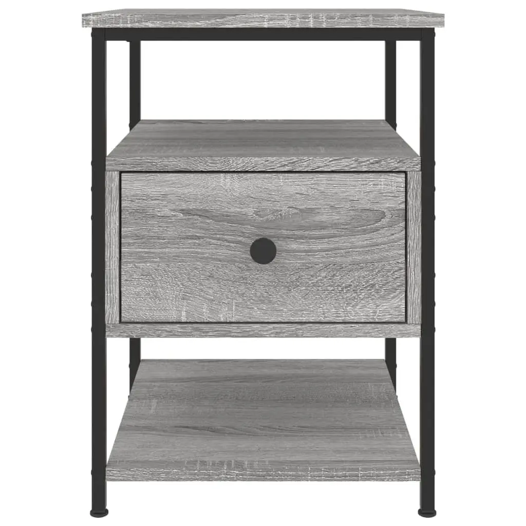 Bedside Cabinet 2 pcs Grey 40x42x56 cm Storage Nightstand Table Bedroom