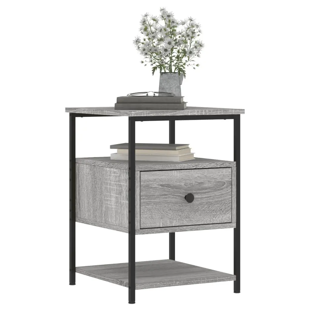 Bedside Cabinet 2 pcs Grey 40x42x56 cm Storage Nightstand Table Bedroom