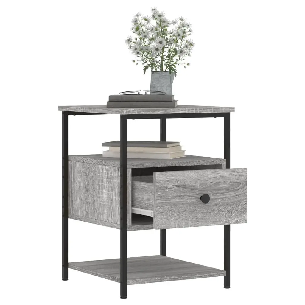 Bedside Cabinet 2 pcs Grey 40x42x56 cm Storage Nightstand Table Bedroom