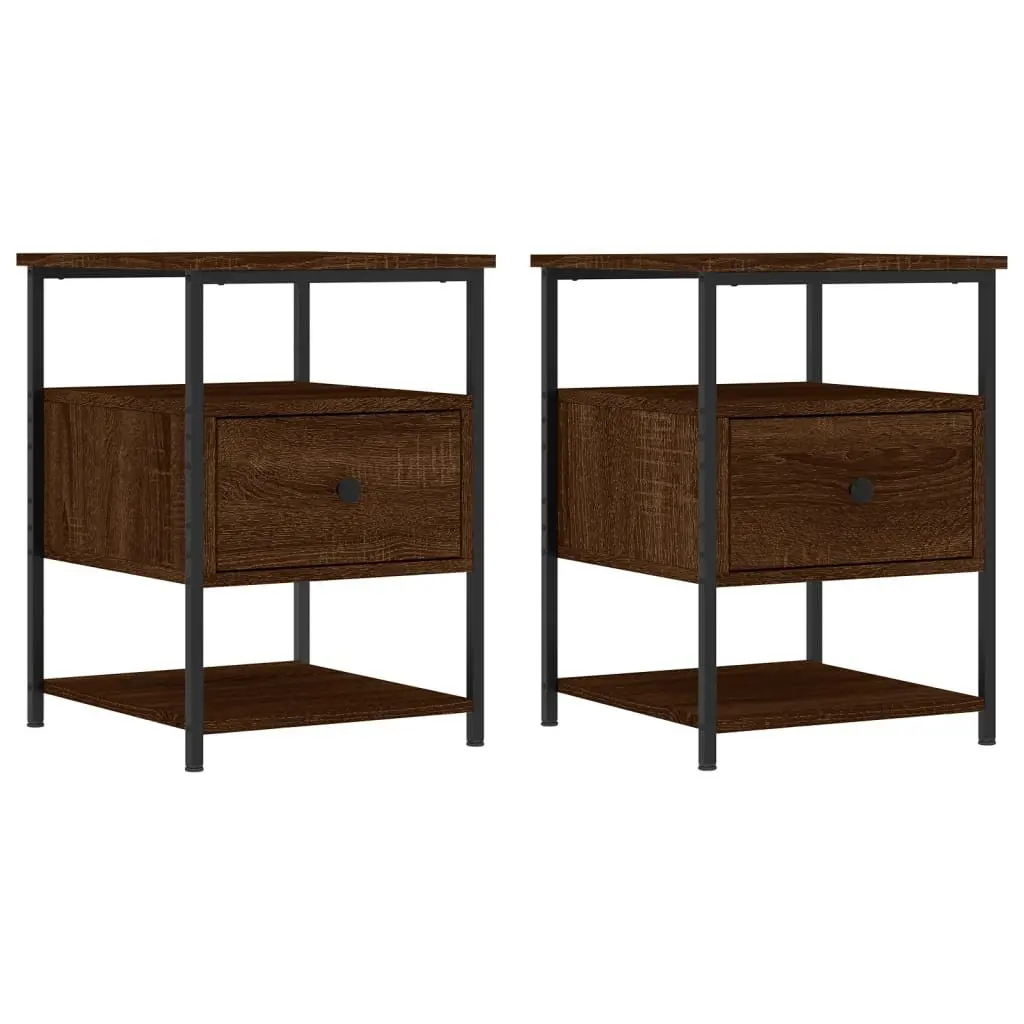 Bedside Cabinets 2pcs Brown Oak 40x42x56cm Storage Bedroom Side Table