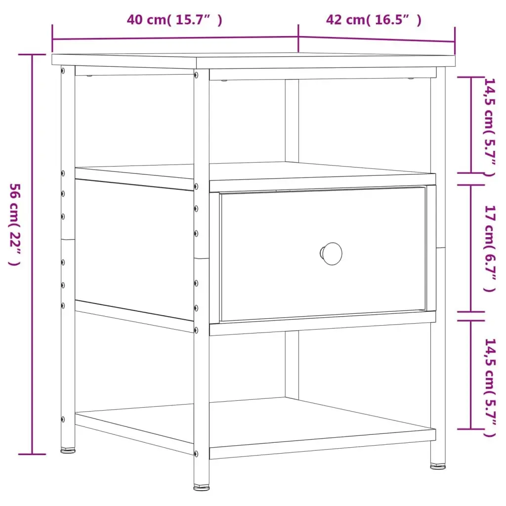 Bedside Cabinets 2pcs Brown Oak 40x42x56cm Storage Bedroom Side Table