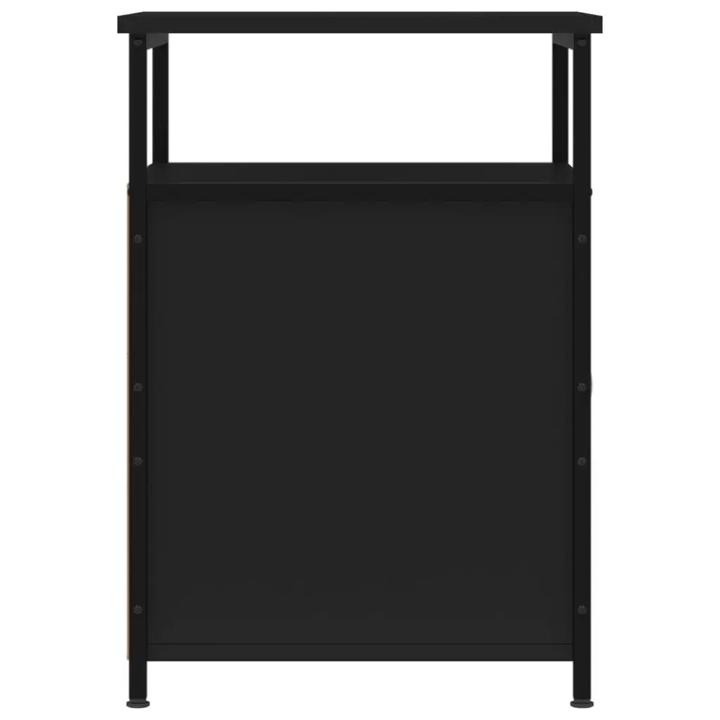 Bedside Cabinets 2 pcs Black Engineered Wood Bedroom Storage Nightstand Table