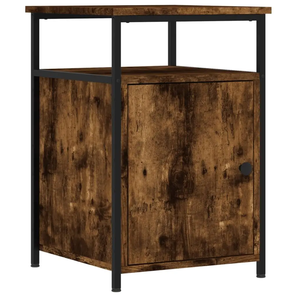 Bedside Cabinet Smoked Oak 40x42x60cm Engineered Wood Storage Side Table 2 Piece