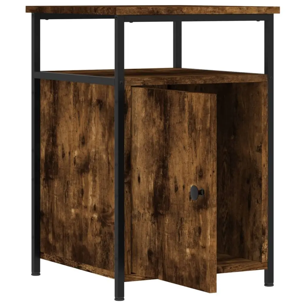 Bedside Cabinet Smoked Oak 40x42x60cm Engineered Wood Storage Side Table 2 Piece