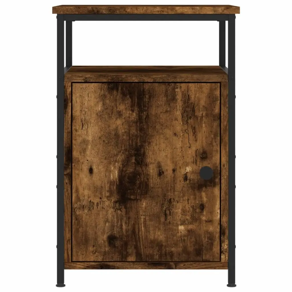 Bedside Cabinet Smoked Oak 40x42x60cm Engineered Wood Storage Side Table 2 Piece