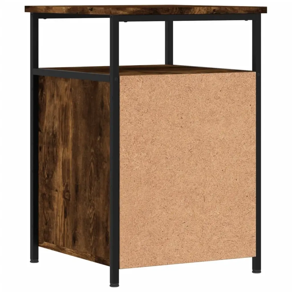 Bedside Cabinet Smoked Oak 40x42x60cm Engineered Wood Storage Side Table 2 Piece