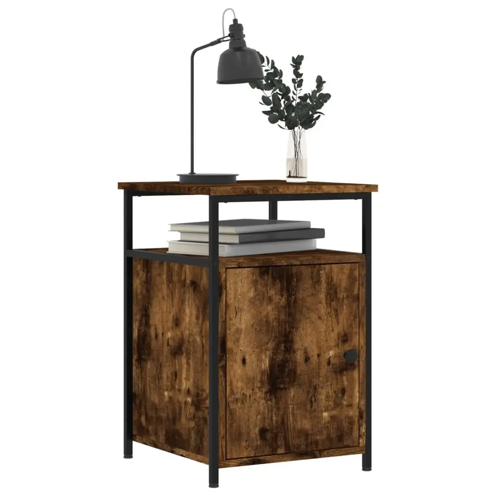 Bedside Cabinet Smoked Oak 40x42x60cm Engineered Wood Storage Side Table 2 Piece