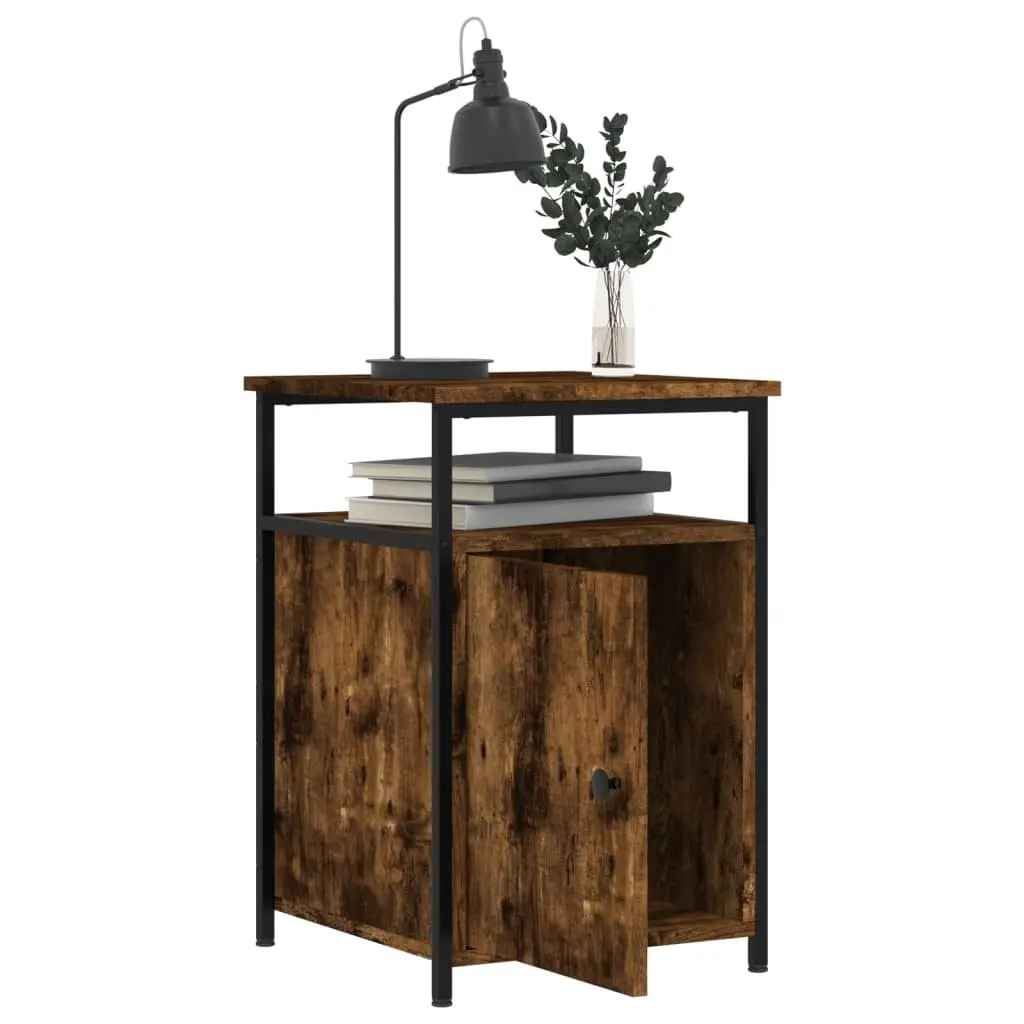 Bedside Cabinet Smoked Oak 40x42x60cm Engineered Wood Storage Side Table 2 Piece