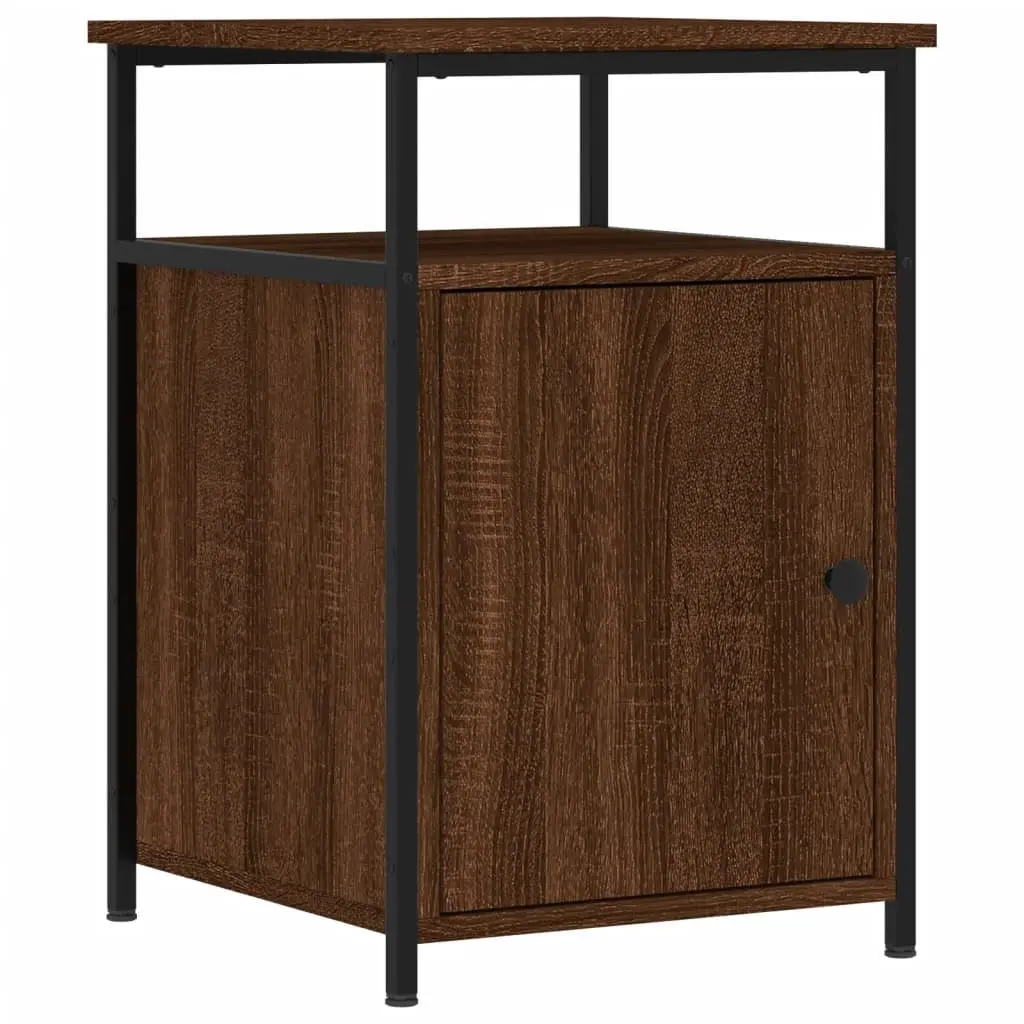 Brown Oak Bedside Cabinets Set of 2, 40x42x60 cm