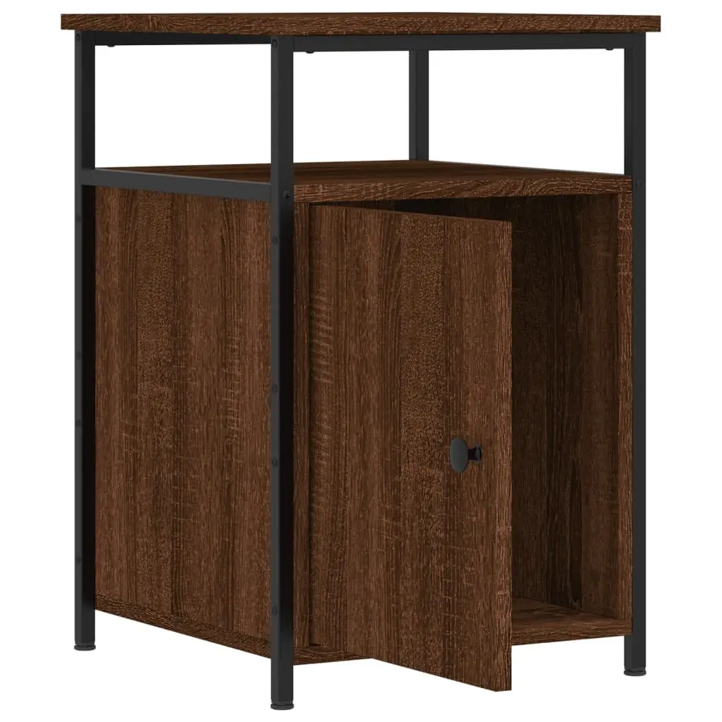 Brown Oak Bedside Cabinets Set of 2, 40x42x60 cm