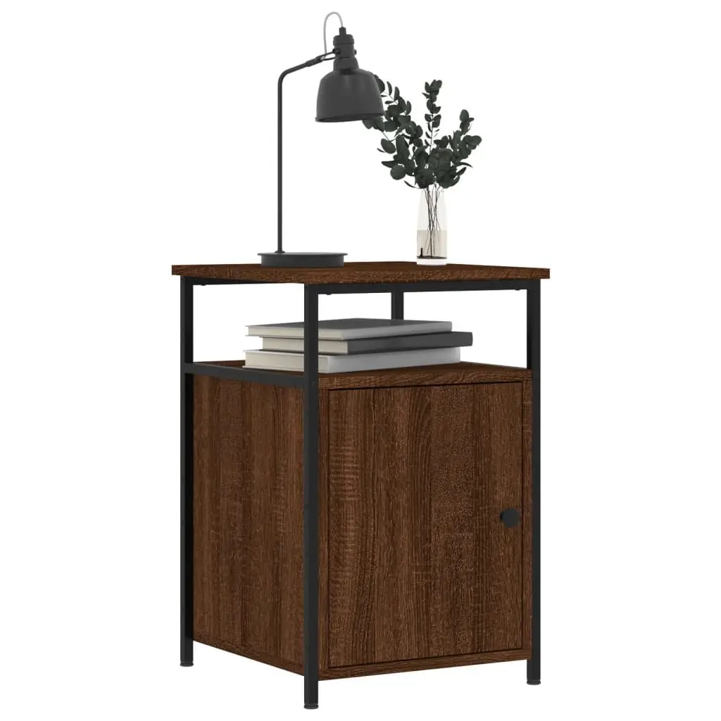 Brown Oak Bedside Cabinets Set of 2, 40x42x60 cm
