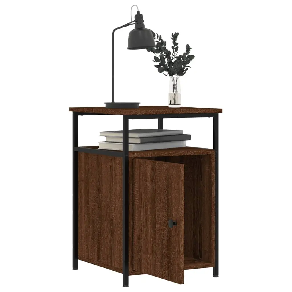 Brown Oak Bedside Cabinets Set of 2, 40x42x60 cm