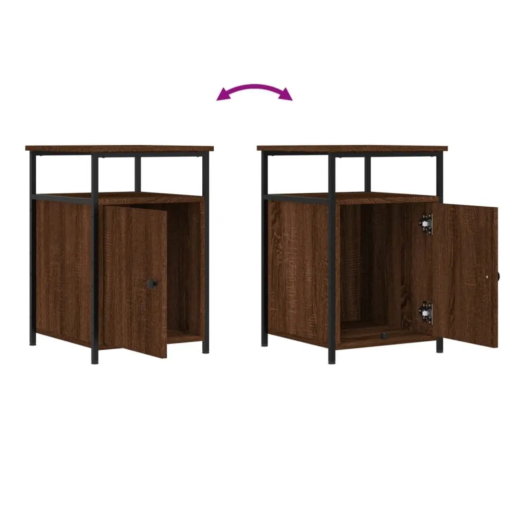Brown Oak Bedside Cabinets Set of 2, 40x42x60 cm