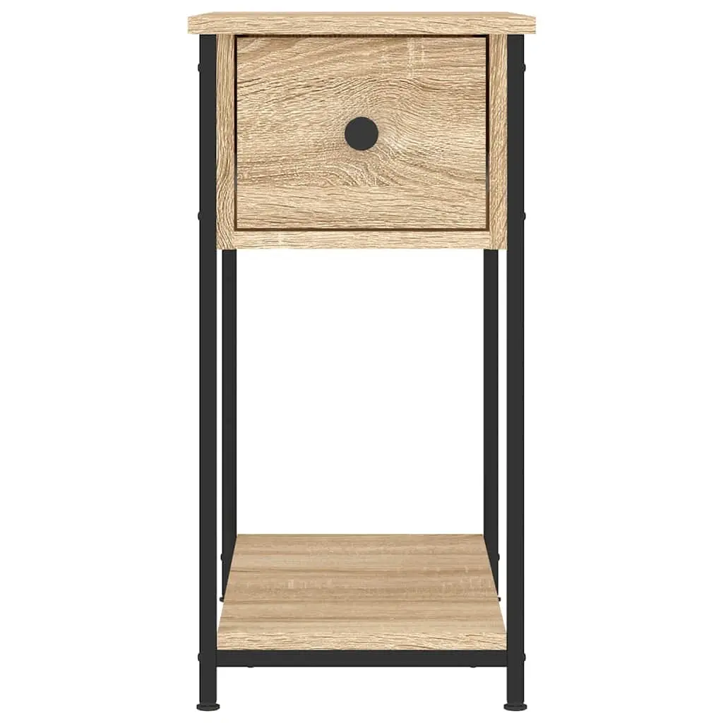 Bedside Cabinets Brown Engineered Wood 30W x 60D x 60H cm Storage Side Tables 2 pcs