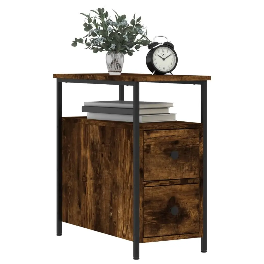 Bedside Cabinets Smoked Oak 30x60x60 cm Engineered Wood 2 Piece