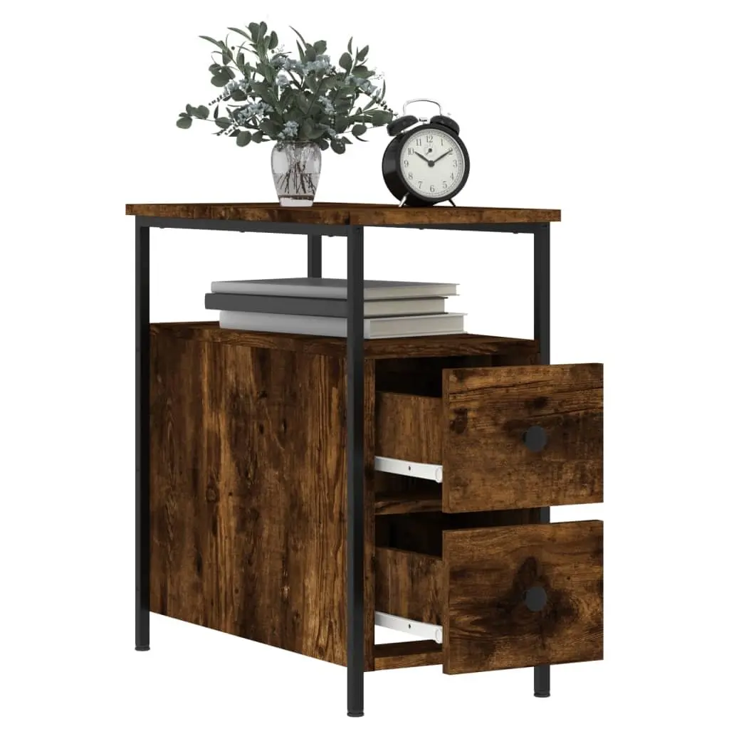 Bedside Cabinets Smoked Oak 30x60x60 cm Engineered Wood 2 Piece