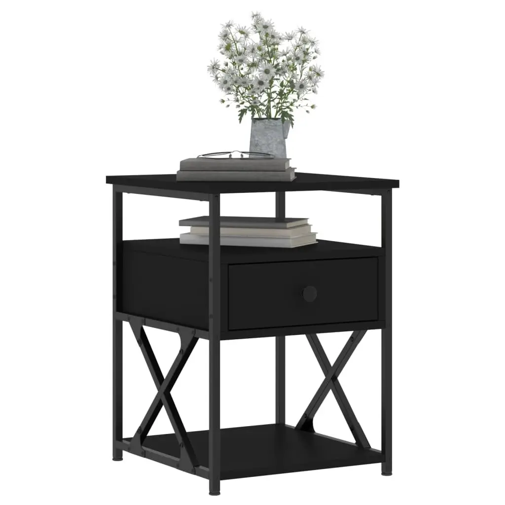 Bedside Cabinets 2 pcs Black 40x42x55 cm Storage Nightstand Bedroom Furniture