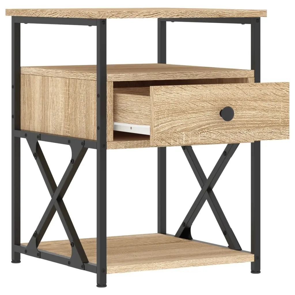 Bedside Cabinets 2 pcs Brown Engineered Wood Storage Nightstands Bedroom
