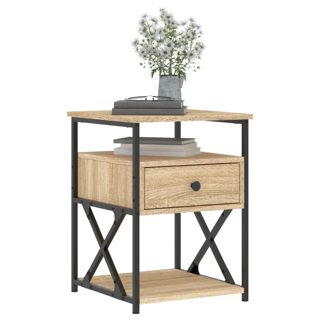 Bedside Cabinets 2 pcs Brown Engineered Wood Storage Nightstands Bedroom