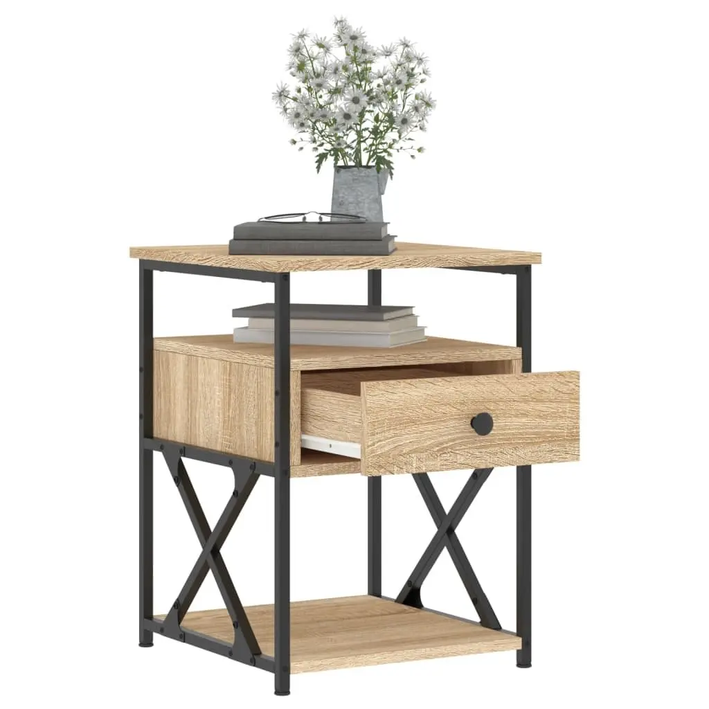 Bedside Cabinets 2 pcs Brown Engineered Wood Storage Nightstands Bedroom