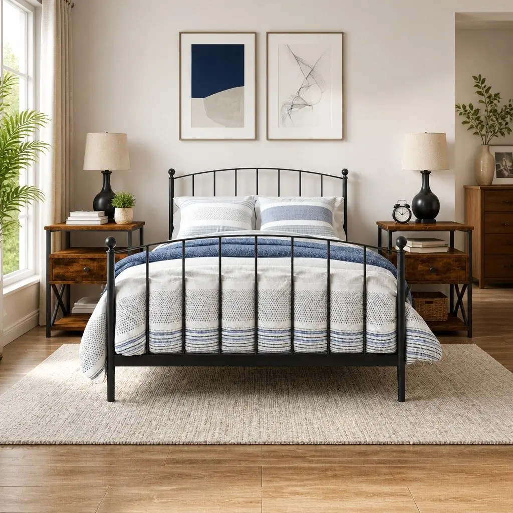 Brown Engineered Wood Bedside Cabinets Set