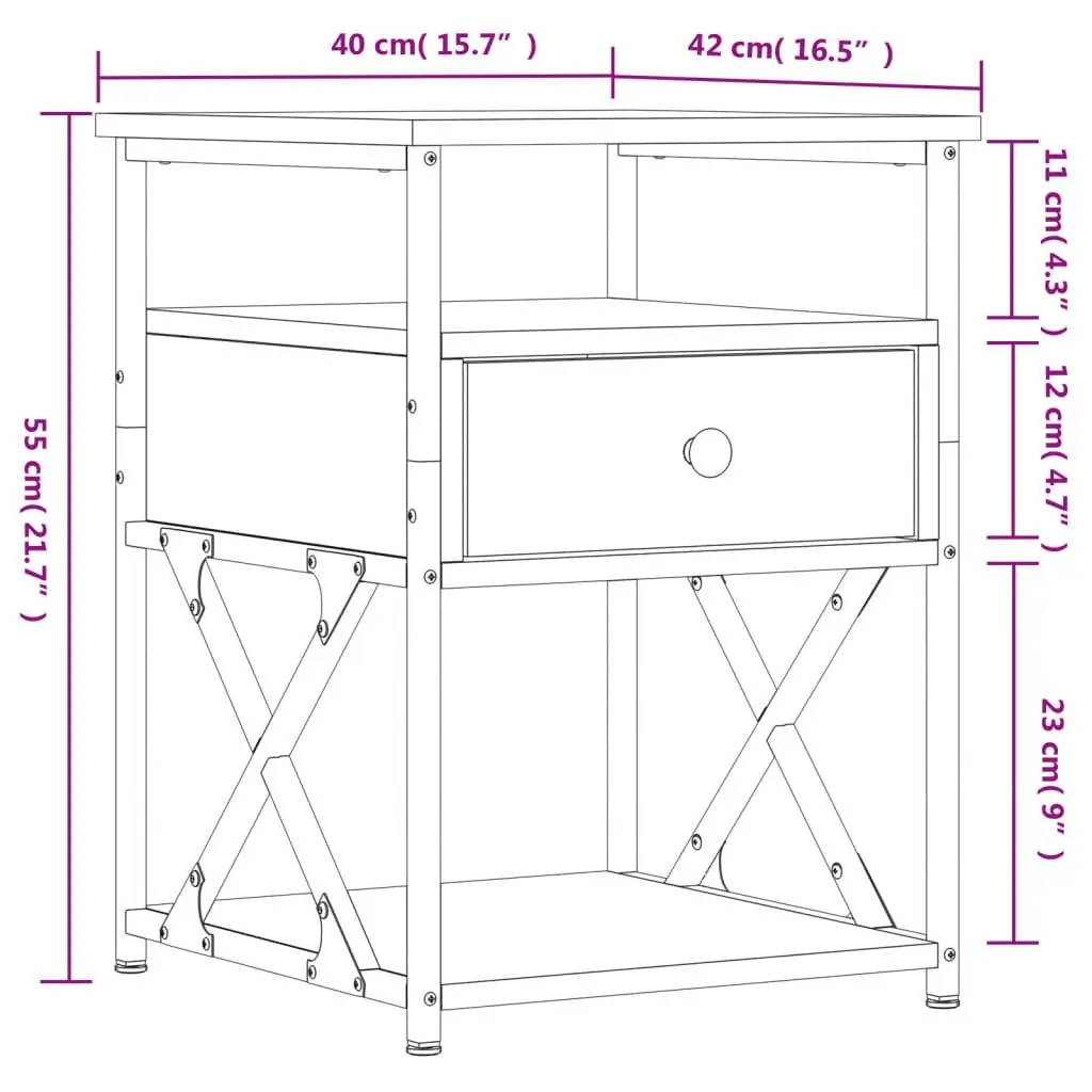 Brown Engineered Wood Bedside Cabinets Set