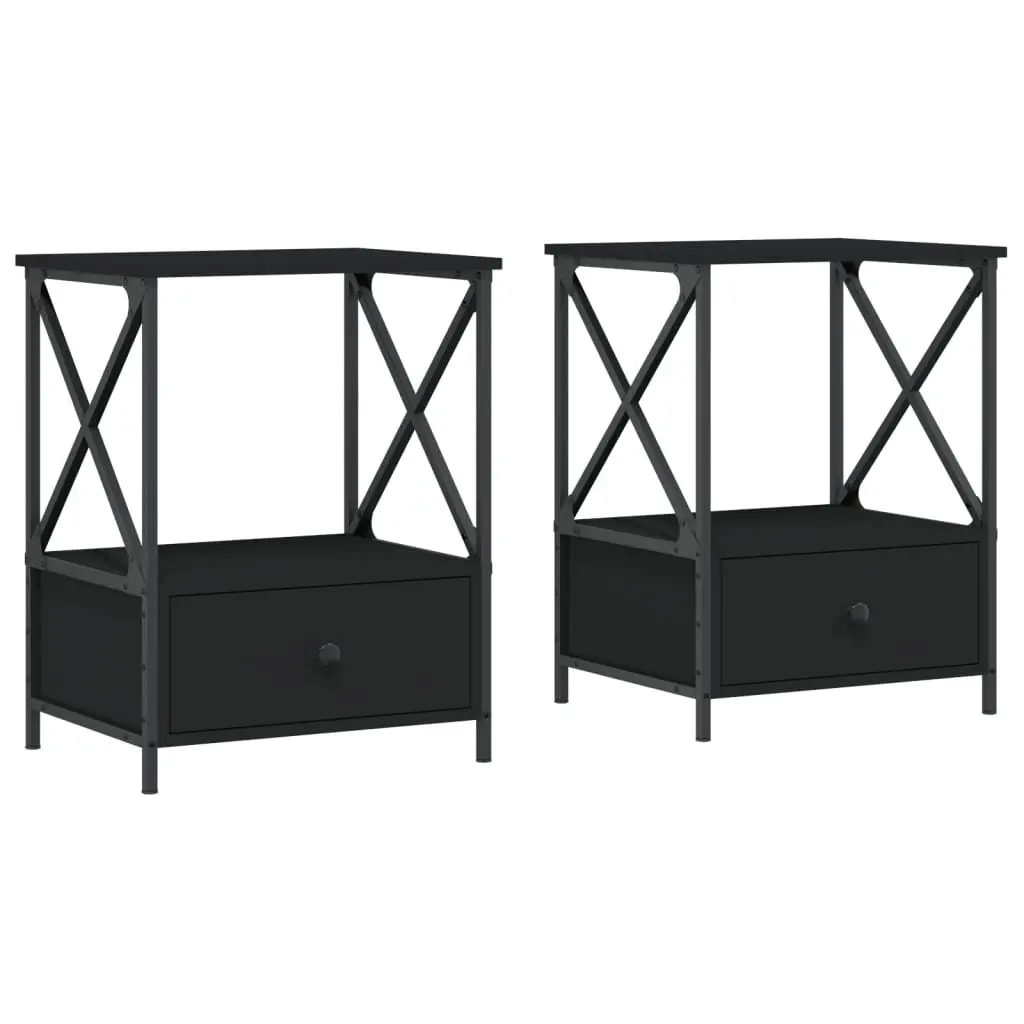 Black Bedside Tables 2 pcs 50x41x65 cm for Comfort
